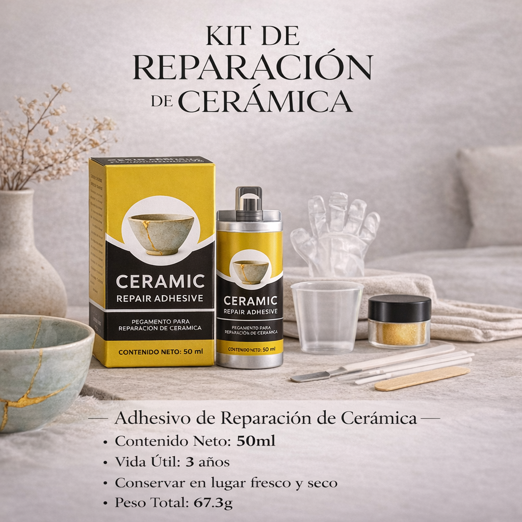 Kintsugi-Kit de reparación de pegamento cerámico dorado, adhesivo seguro para alimentos