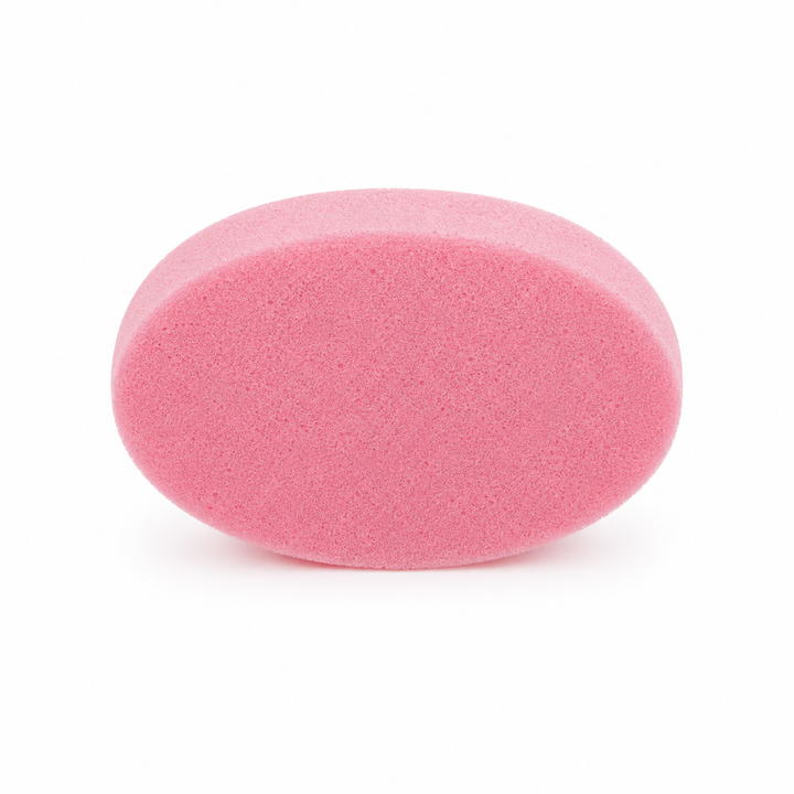 Esponja manual pequeña ovalada rosa 115×75×38 mm